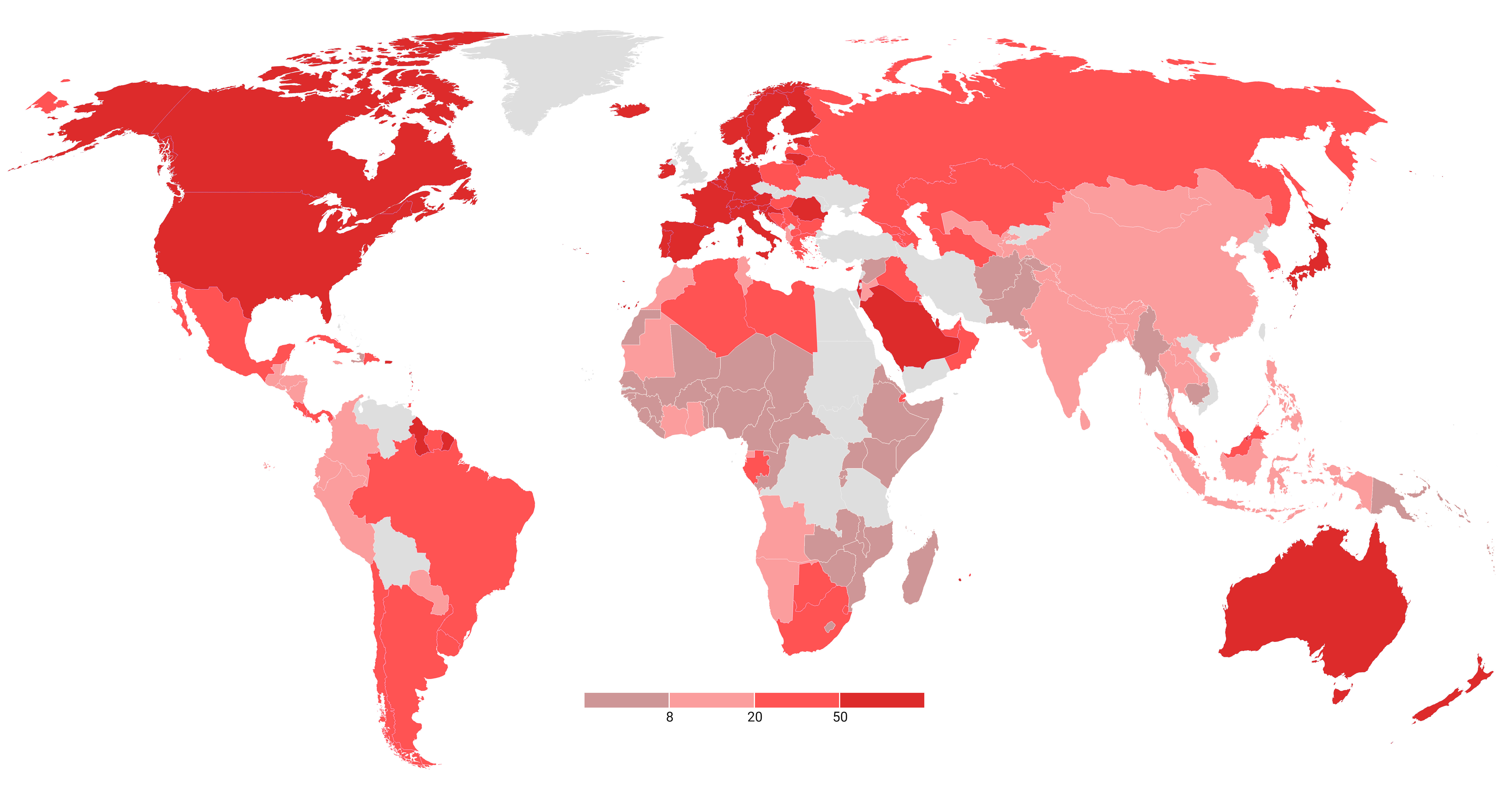 График 1. Карта производительности труда за отработанный час (постоянный ВВП в 2021 году в международных долларах по ППС)